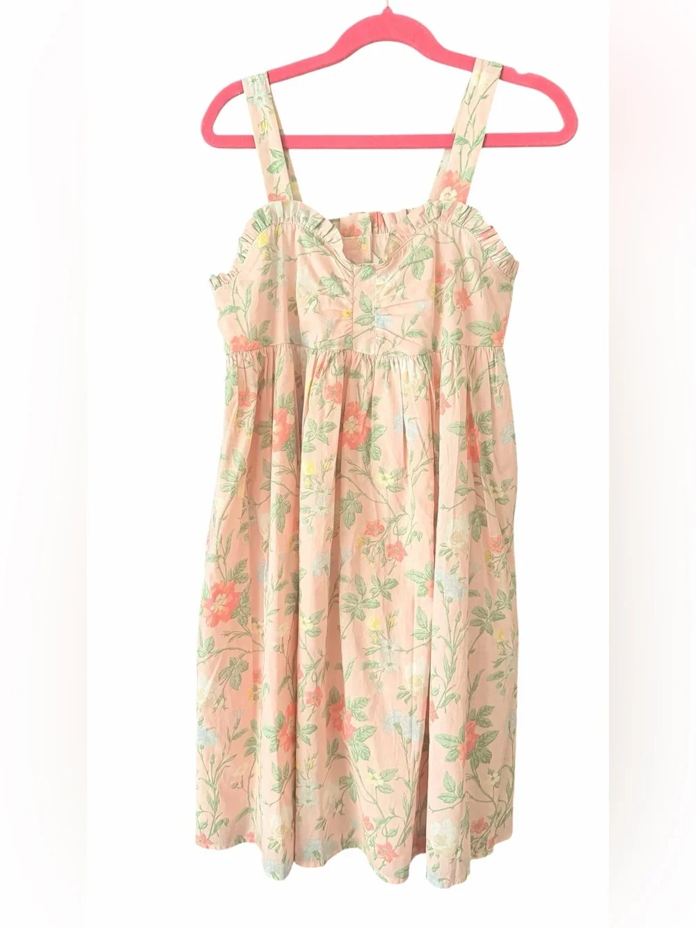 Janie and Jack Peach Floral Sleeveless Empire Waist Dress Size 12 NWT